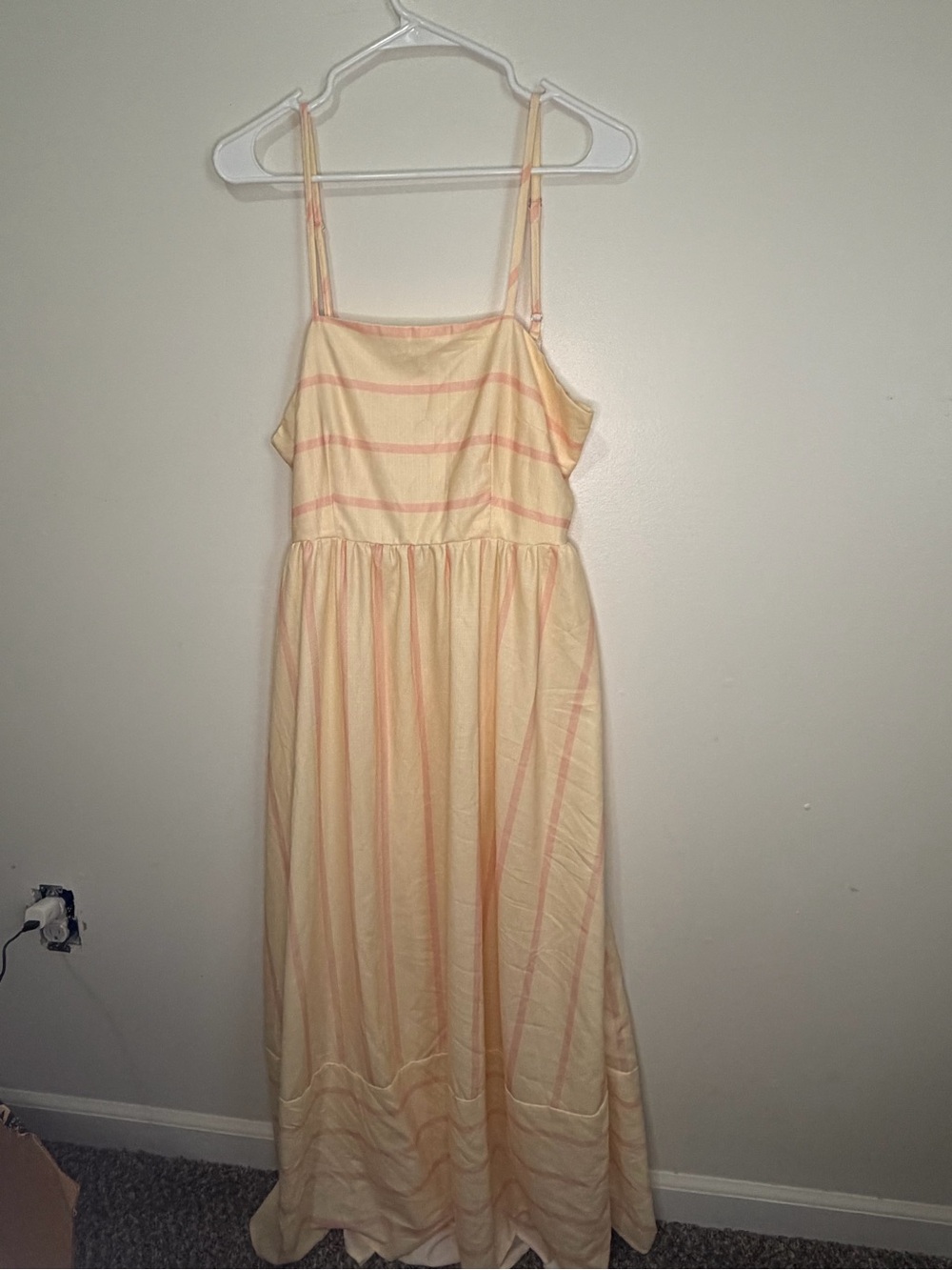 Yellow and Peach Striped Maxi Sundress